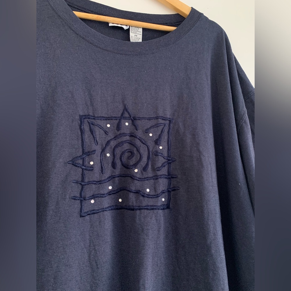 Basic Editions Bedazzled Celestial Navy Blue Plus… - image 2